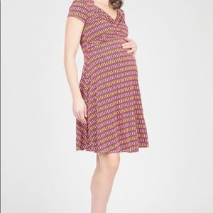 Red, auburn and yellow maternity dress, size L